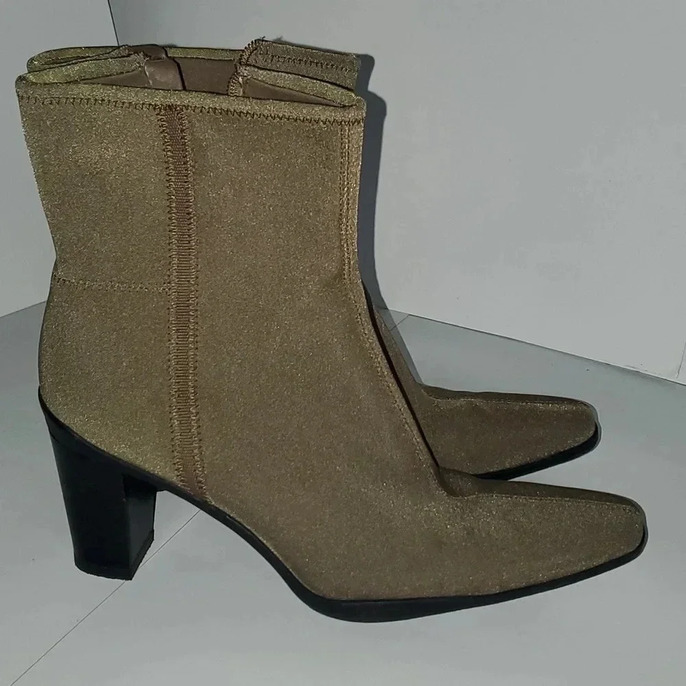 Apostrophe Womens Ankle Boot Heels Size 10M Beige Fabric Pointed Toe 'Naomi' - Picture 3 of 15